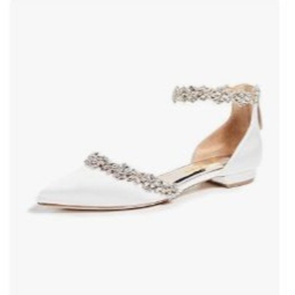 XYD Women Classic Pointed Toe D'Orsay Wedding Flat Sandals Sparkly Rhinestones